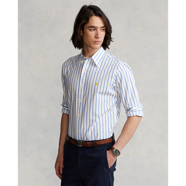 Harbour Island Blue/ Custom Fit Striped Stretch Poplin Shirt Polo Ralph Lauren 7