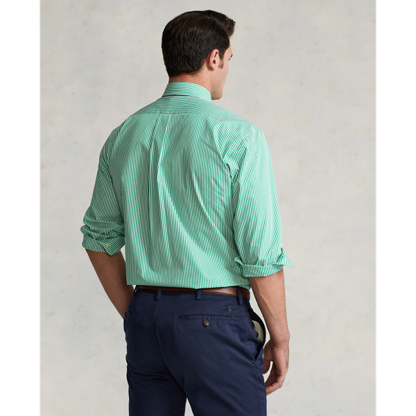 Green/White Striped Stretch Poplin Shirt Big & Tall 5
