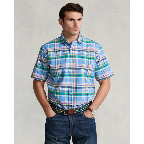 Light Blue/Pink Multi Plaid Oxford Shirt Big & Tall 1