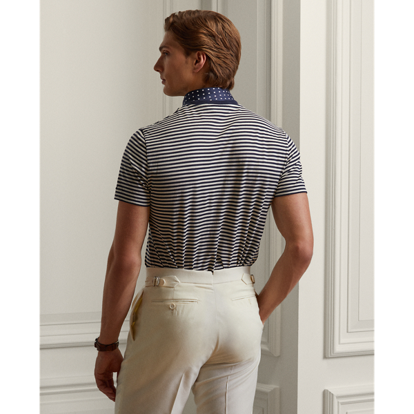 Clssc Chairman Navy/ New Striped Lisle Crewneck T-Shirt Purple Label 5