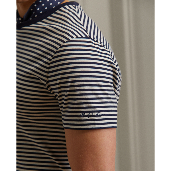Clssc Chairman Navy/ New Striped Lisle Crewneck T-Shirt Purple Label 6