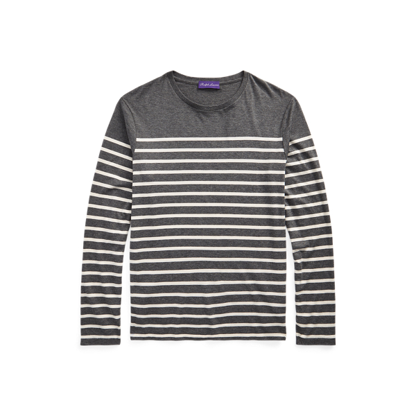 Striped Lisle Long-Sleeve T-Shirt Purple Label 1