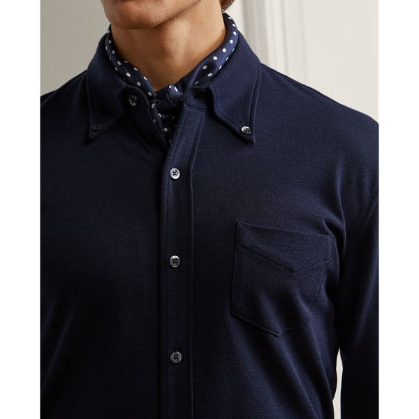 Classic Chairman Navy Wool Piqu&eacute; Shirt Purple Label 6