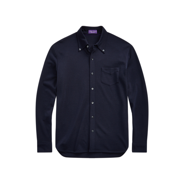Classic Chairman Navy Wool Piqu&eacute; Shirt Purple Label 2