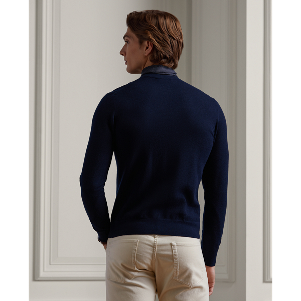 Classic Chairman Navy Silk-Cashmere Crewneck Sweater Purple Label 5
