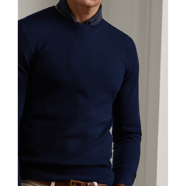 Classic Chairman Navy Silk-Cashmere Crewneck Sweater Purple Label 6