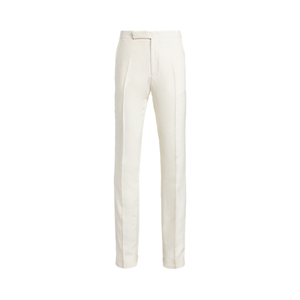 Light Cream Gregory Hand-Tailored Silk-Linen Trouser Purple Label 2