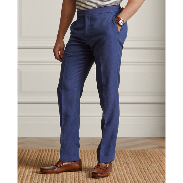 Light Navy Gregory Hand-Tailored Silk-Linen Trouser Purple Label 4