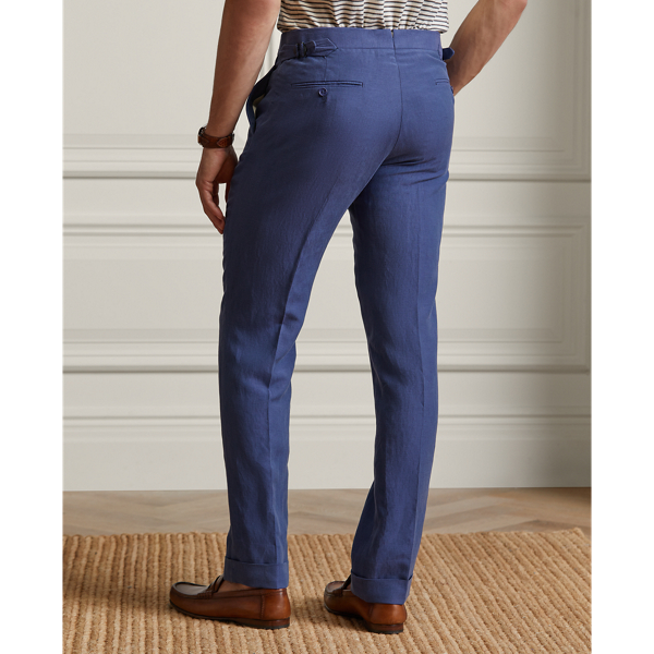 Light Navy Gregory Hand-Tailored Silk-Linen Trouser Purple Label 5