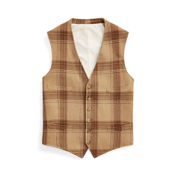 Plaid Wool Tweed Waistcoat Purple Label 1