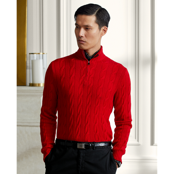 Ralph lauren red cable knit sweater best sale