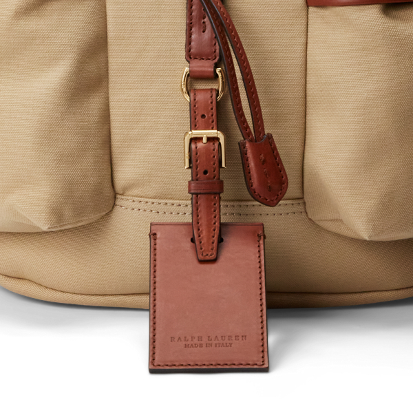 Leather-Trim Canvas Backpack