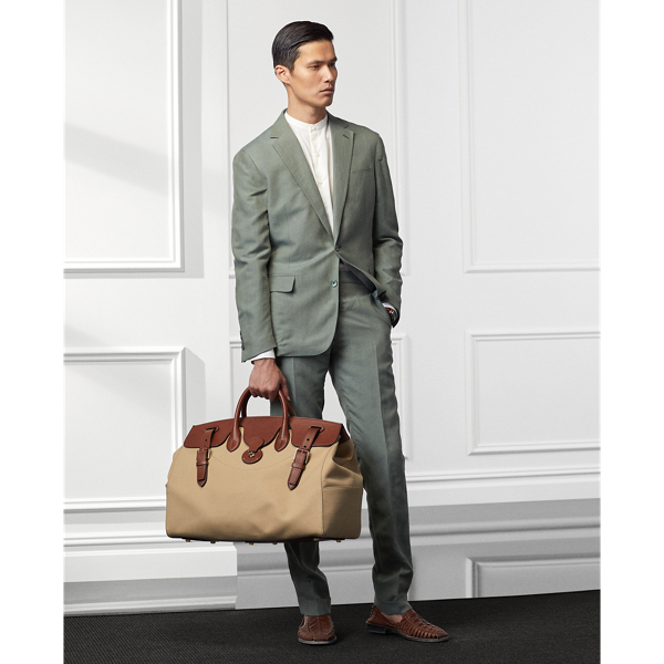 Creta Leather-Trim Canvas Cooper Bag Purple Label 7