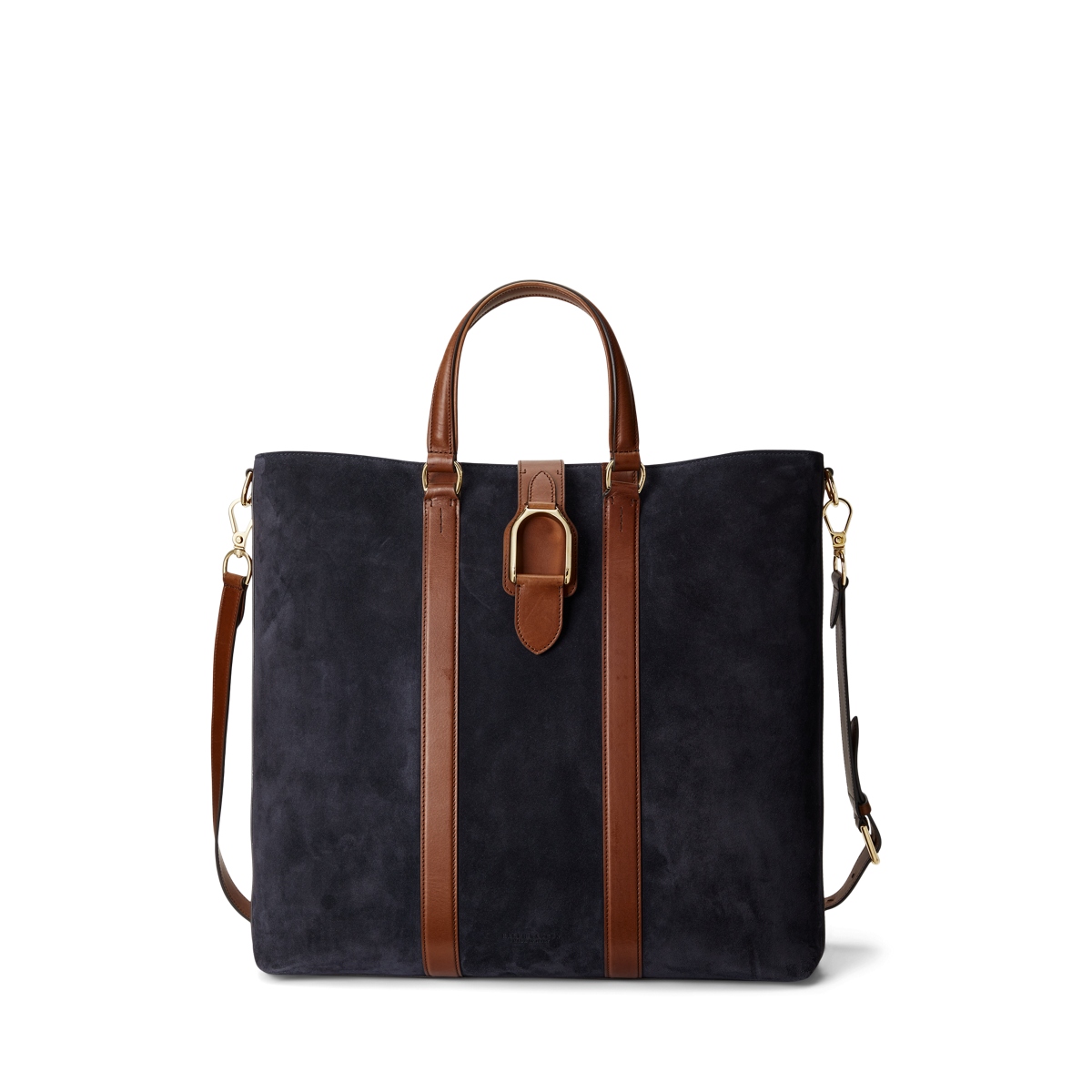 Ralph Lauren◆leather trim twill tote bag Olive Heritage Tumbled Leather Tote | Ralph Lauren