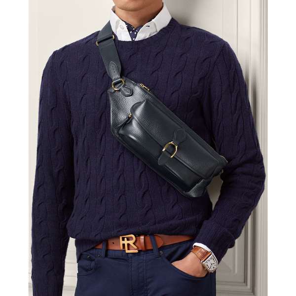 Navy Welington Leather Waist Pack Purple Label 7