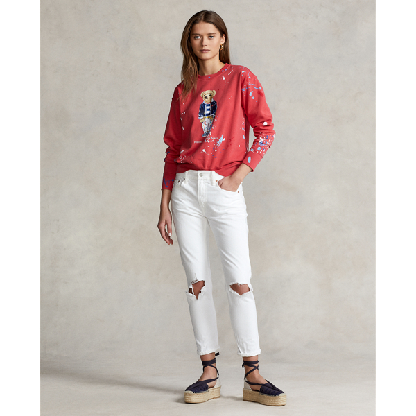 Sweatshirt mit Polo Bear&nbsp;&amp; Farbspritzern Polo Ralph Lauren in Steuerbord-Rot 4