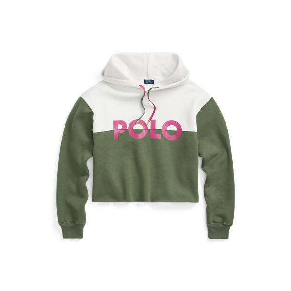 Logo Colour-Blocked Cropped Hoodie Polo Ralph Lauren 1