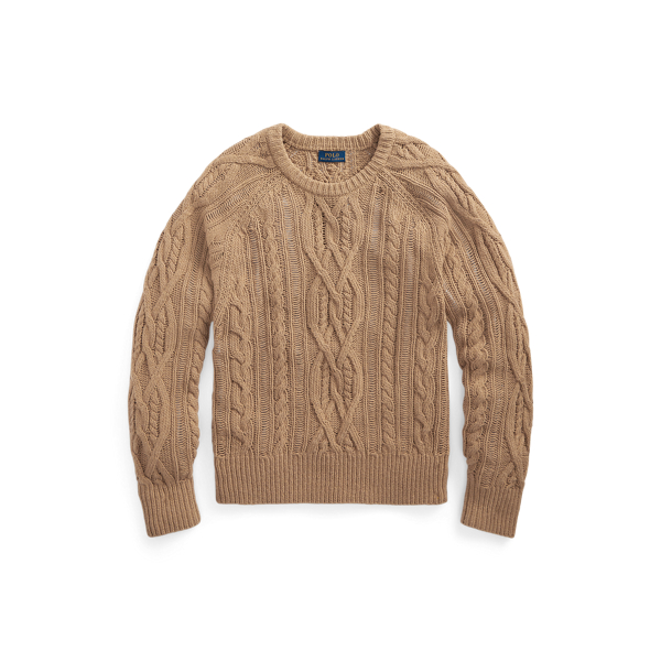 Aran-Knit Wool-Blend Crewneck Sweater Polo Ralph Lauren 1