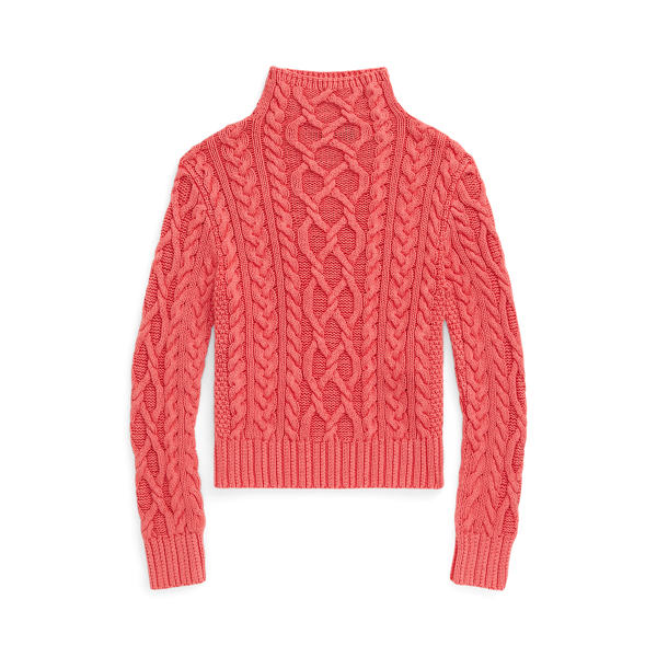 Aran-Knit Cotton Turtleneck Sweater Polo Ralph Lauren 1