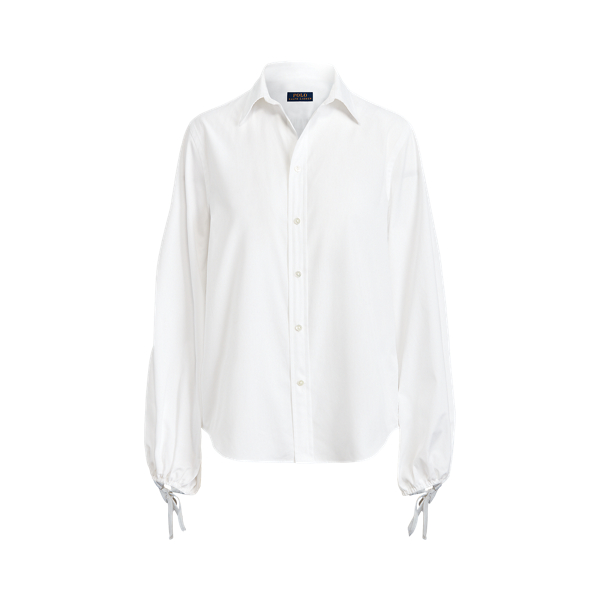 Drawstring Poplin Bishop-Sleeve Shirt Polo Ralph Lauren 1
