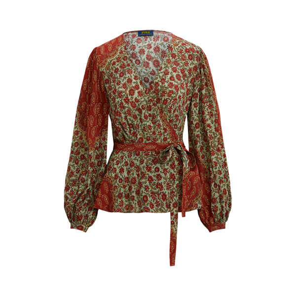 Floral Crepe Wrap Top Polo Ralph Lauren 1