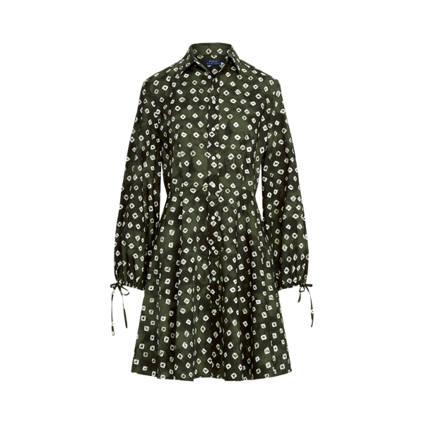 Block-Print Tie-Cuff Cotton Shirtdress Polo Ralph Lauren 1