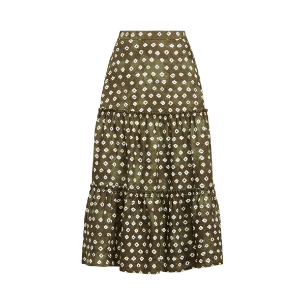 Block-Print Tiered Linen Midi Skirt Polo Ralph Lauren 1