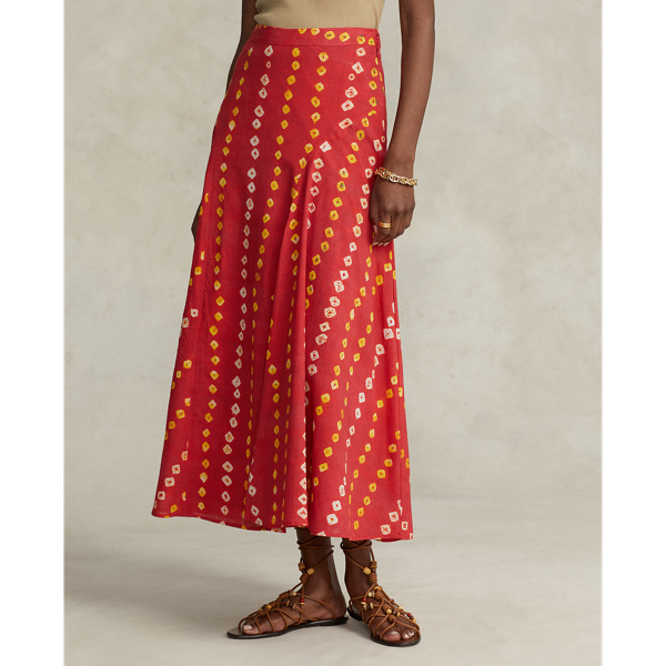 Block-Print Gauze Maxi Skirt