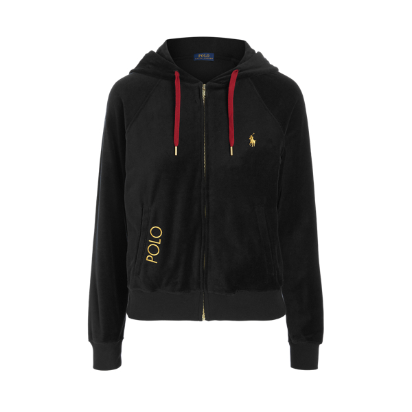 Logo Velour Full Zip Hoodie for Women Ralph Lauren QA