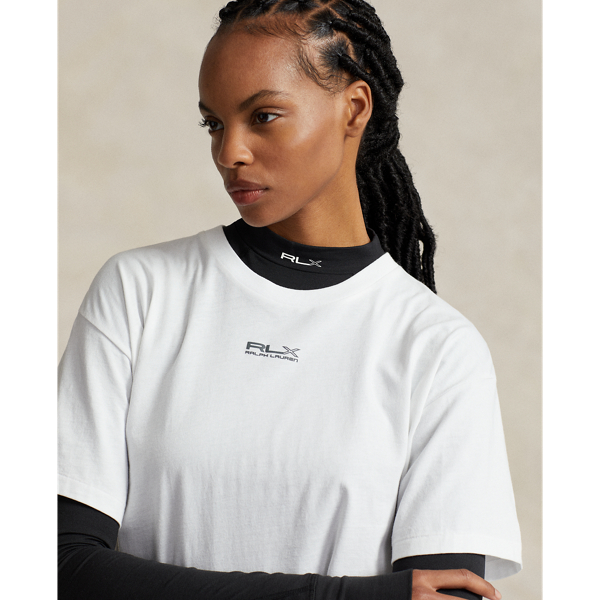 Ceramic White Cropped Cotton Jersey T-Shirt RLX 6