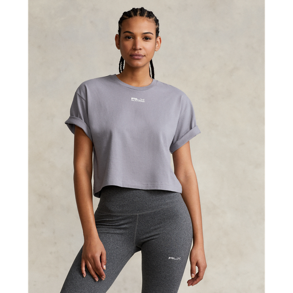Basic Grey Cropped Cotton Jersey Tee RLX 1