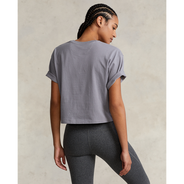 Basic Grey Cropped Cotton Jersey Tee RLX 5