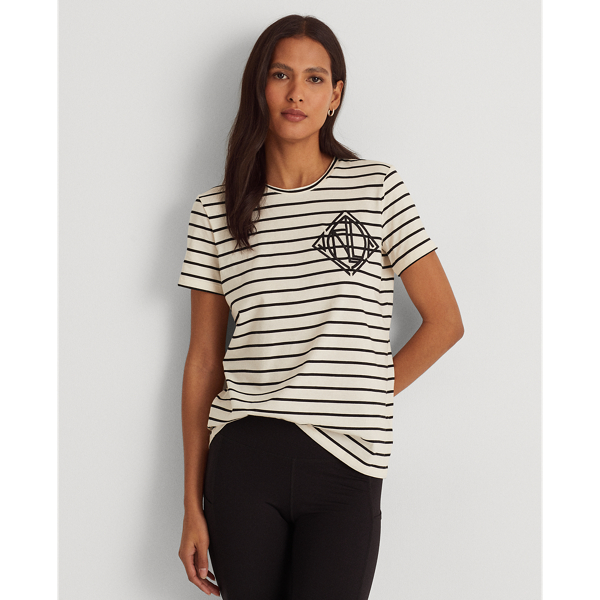Pale Cream/Polo Black Striped Art Deco Jersey Tee Lauren 1