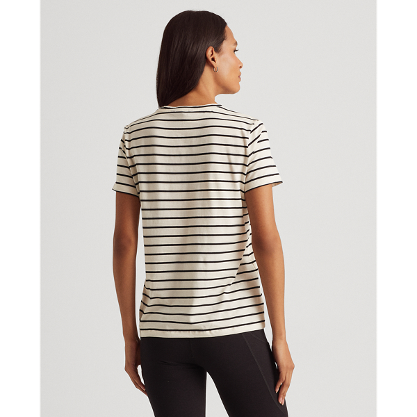 Pale Cream/Polo Black Striped Art Deco Jersey Tee Lauren 5