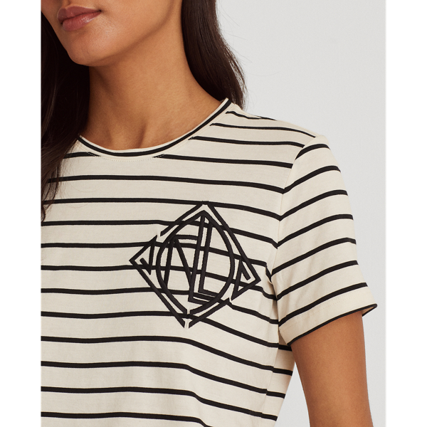 Pale Cream/Polo Black Striped Art Deco Jersey Tee Lauren 6