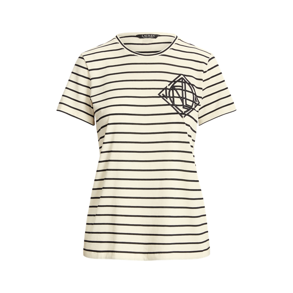Pale Cream/Polo Black Striped Art Deco Jersey Tee Lauren 2