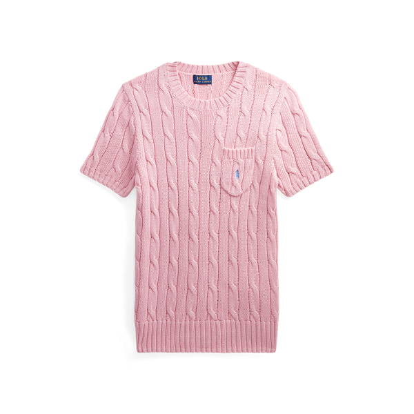 ☆YALE☆ HERITAGE DAN CABLE SHORTSLEEVE POLO KNIT VTG PINK Y MUSINSA | YALE Women's Heritage Dan Cable Short Sleeve Round
