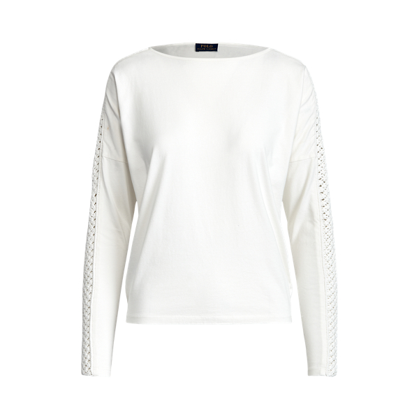 Macram&eacute; Panel Jersey T-Shirt Polo Ralph Lauren 1