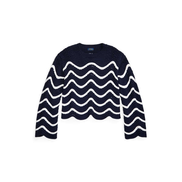 Scalloped-Stripe Merino Wool Jumper