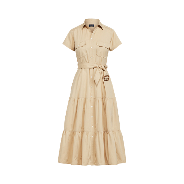 Belted Tiered Cotton Utility Midi Dress Polo Ralph Lauren 1