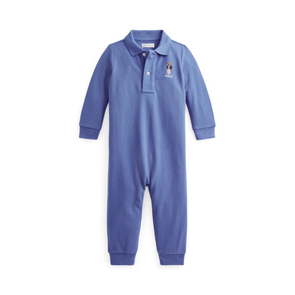 Baumwollpiqu&eacute;-Strampler mit Polo Bear Baby Boy in 1