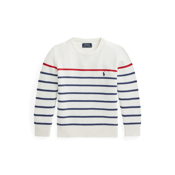 Striped Mesh-Knit Cotton Jumper