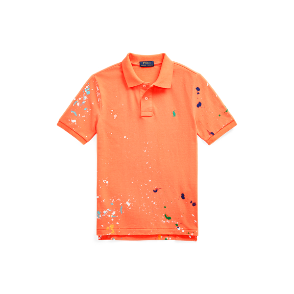 Paint Splatter–Print Mesh Polo Shirt