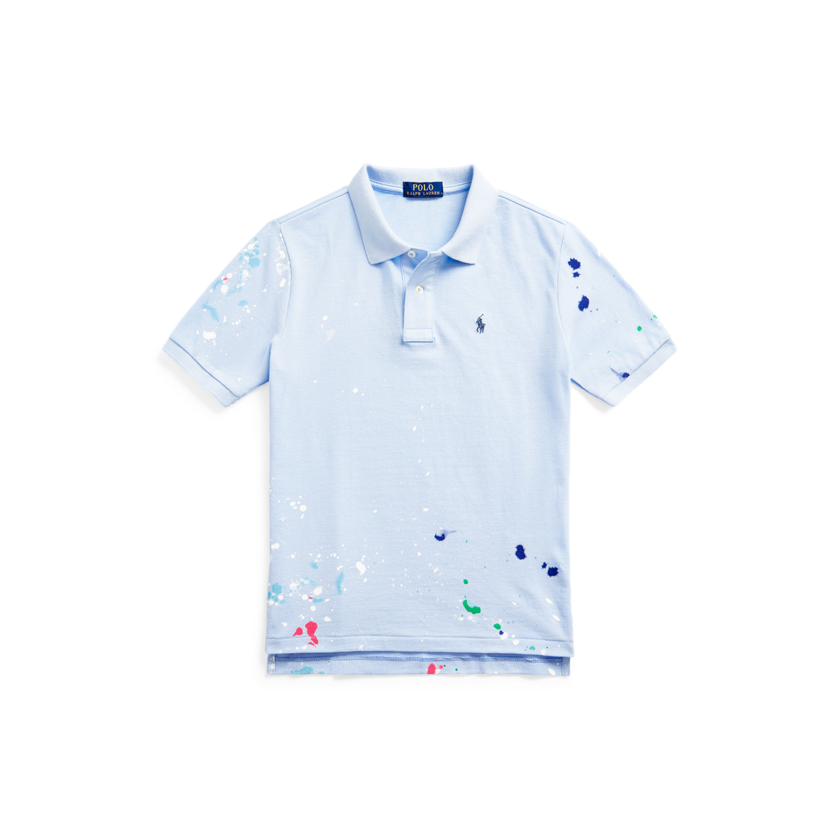 Paint Splatter–Print Mesh Polo Shirt