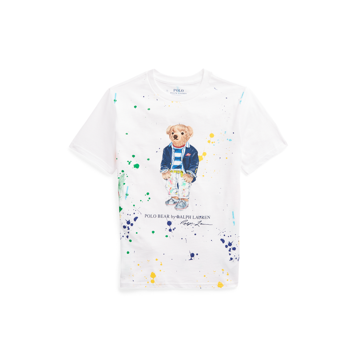 Women’s Polo Ralph Lauren Polo Bear Paint Splatter White T-Shirt deals