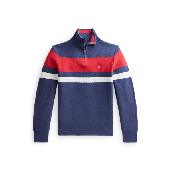 Striped Cotton Quarter-Zip Sweater