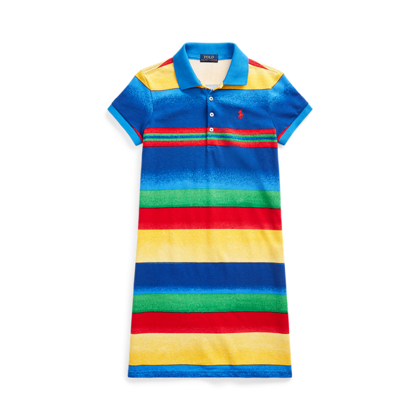 striped stretch cotton mesh polo dress Striped Stretch Mesh Polo Dress