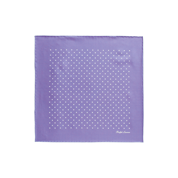 Polka-Dot Silk Foulard Pocket Square Purple Label 1
