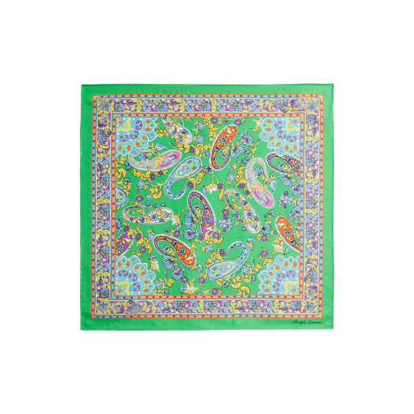 Quadratisches Paisley-Seidentuch Purple Label in Gr&uuml;n 2