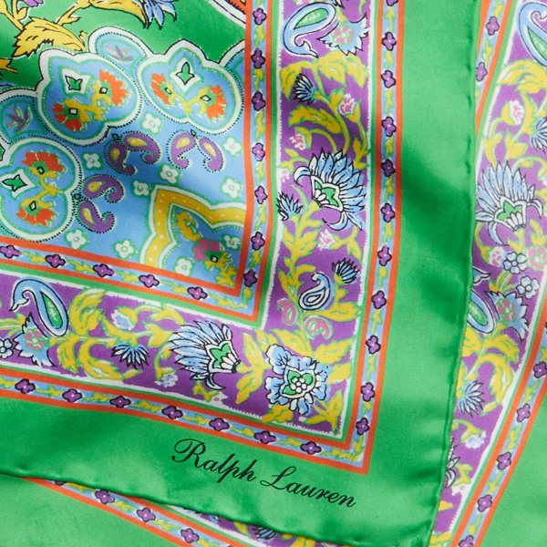 Quadratisches Paisley-Seidentuch Purple Label in Gr&uuml;n 3